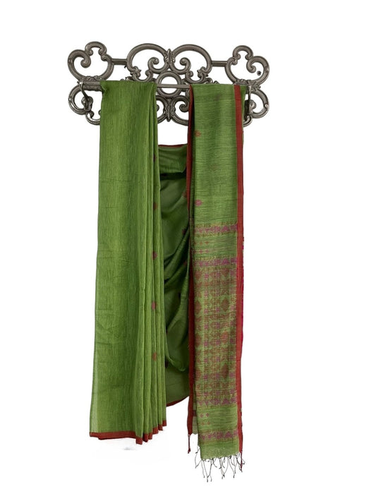 Oct 2025 Green Jamdani Saree