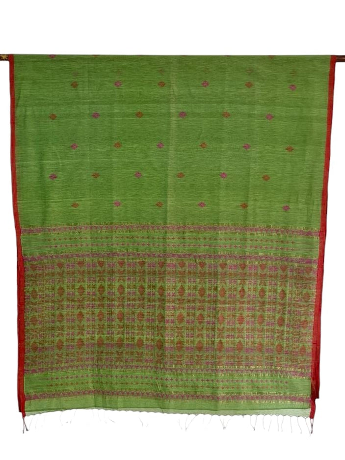 Oct 2025 Green Jamdani Saree