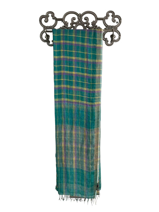 Oct 2025 Green Check Saree 2