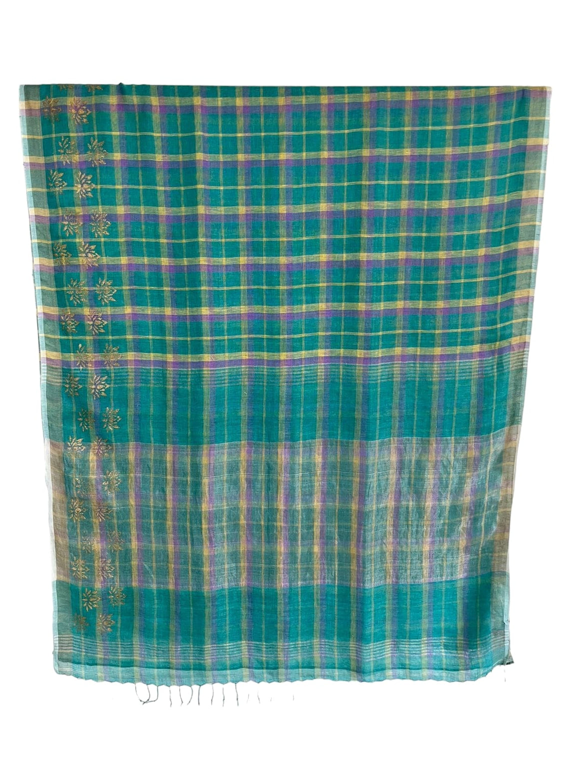 Oct 2025 Green Check Saree 2