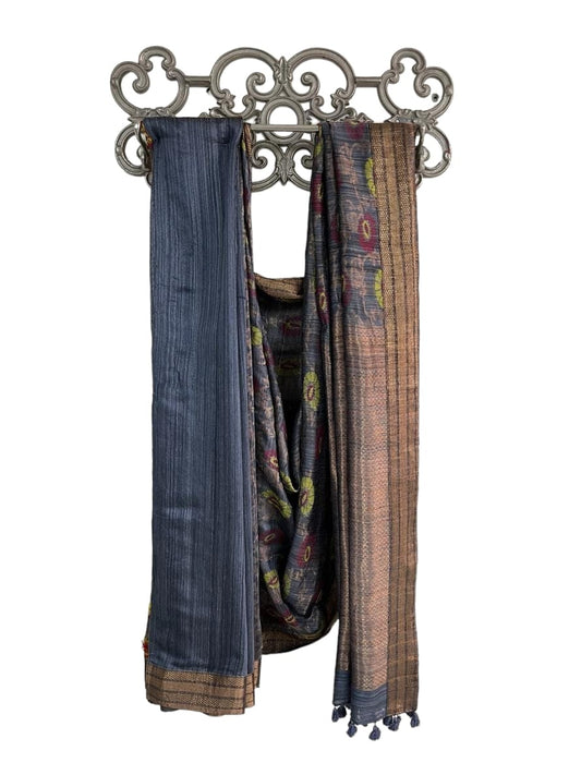 Oct 2025 Grey Jacquard Saree