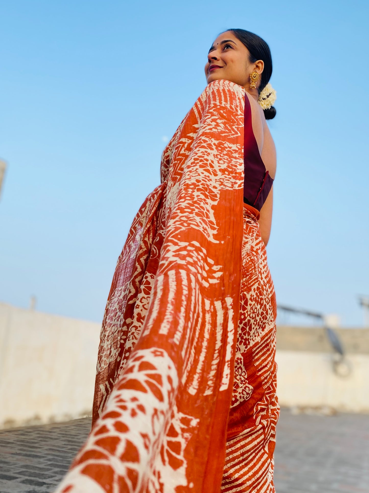 Blissful Mandarin Saree