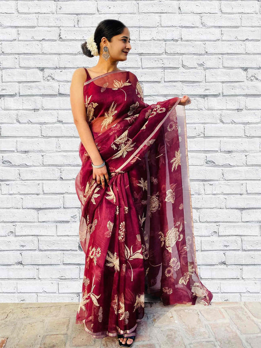 Blissful Wine Saree