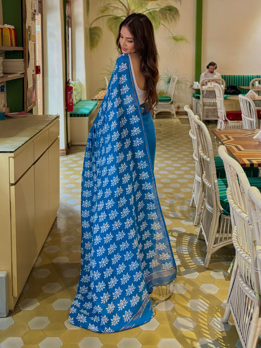 Blue Lotus Saree