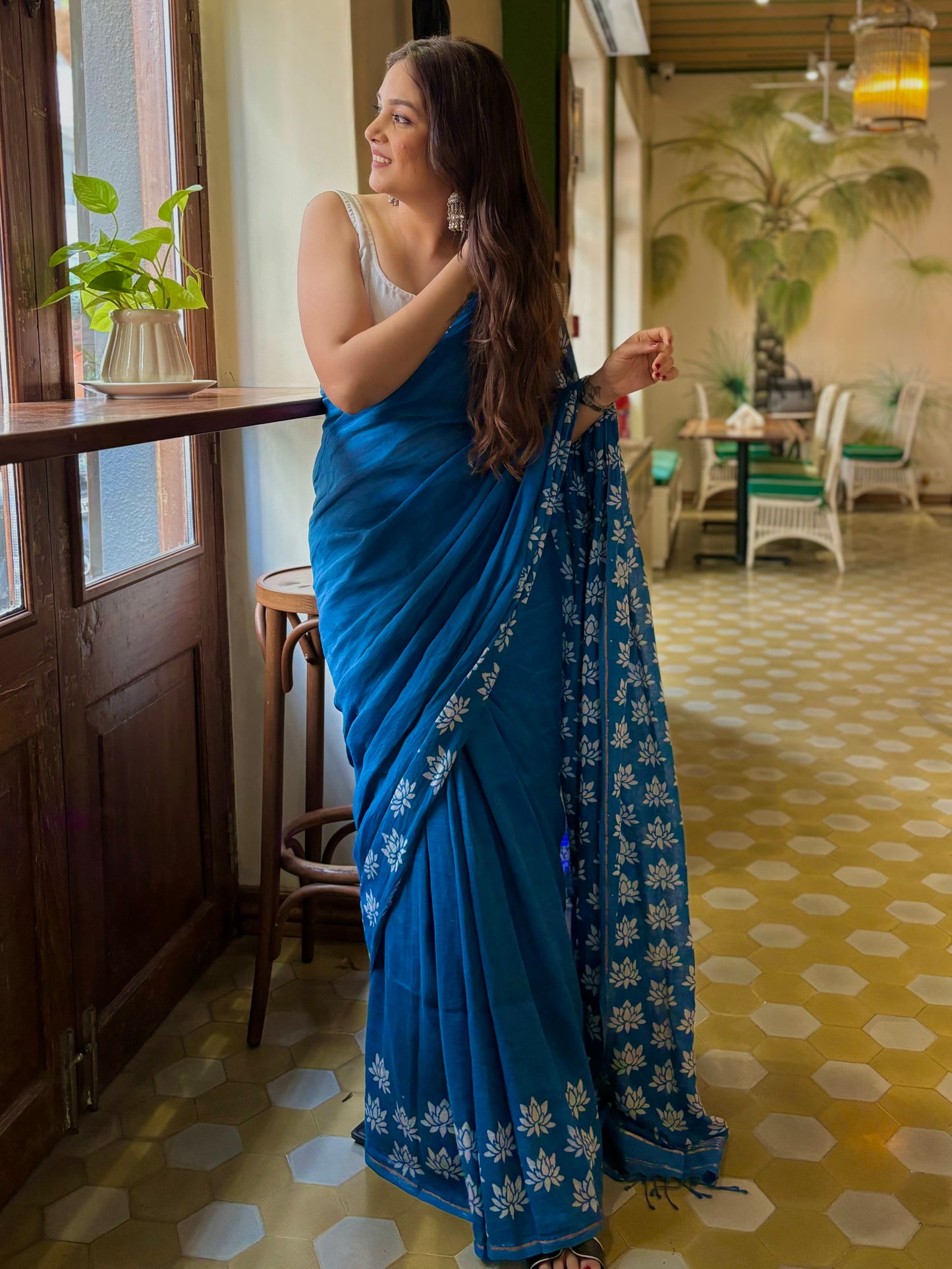 Blue Lotus Saree