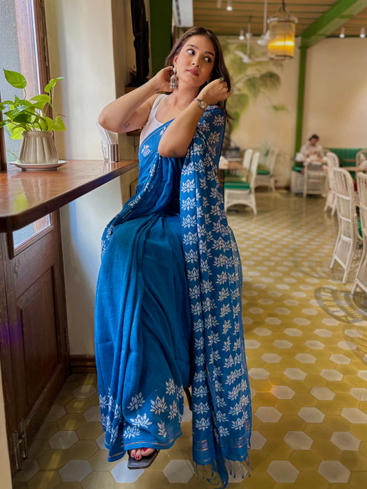 Blue Lotus Saree