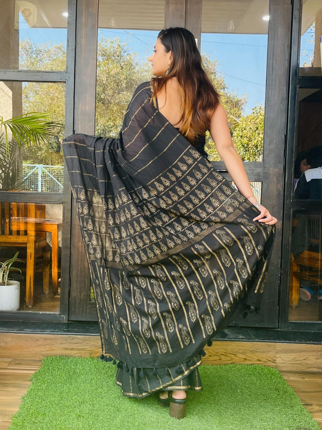 Cocktail Gold Saree