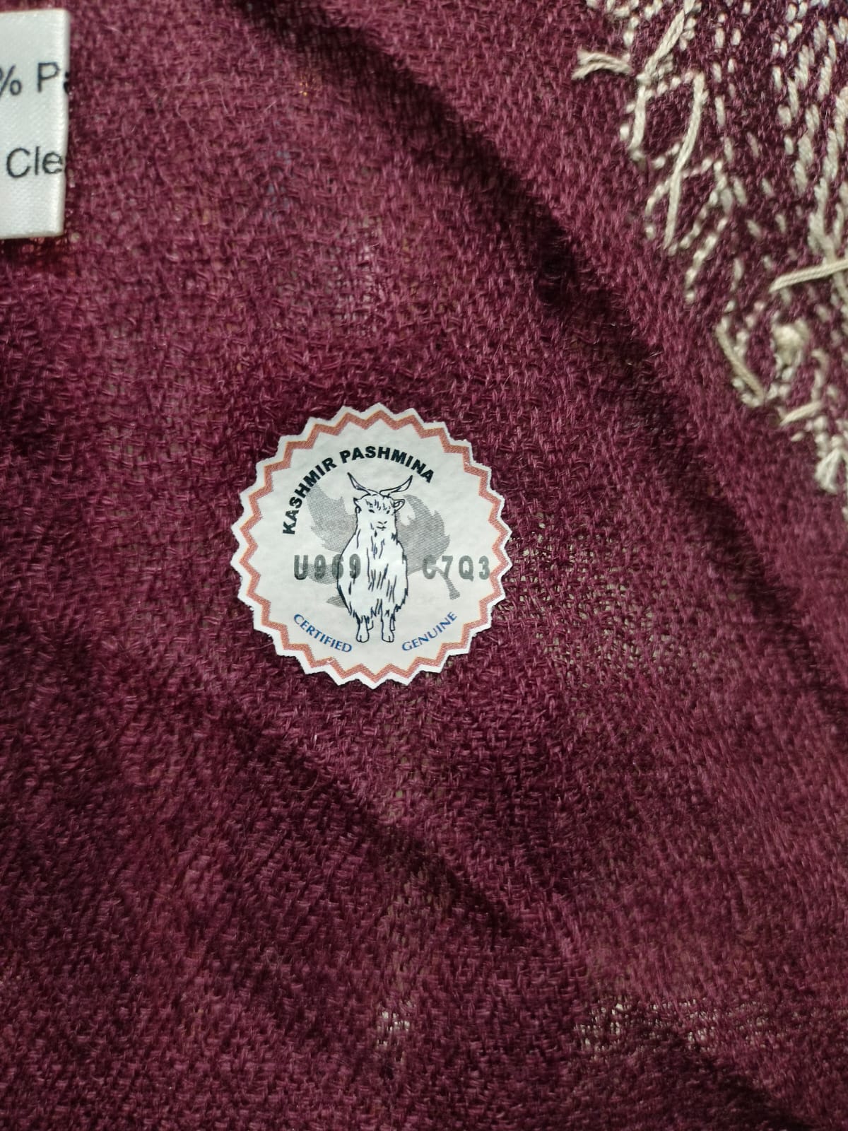 Kashmir Pashmina Soulweaves certificate