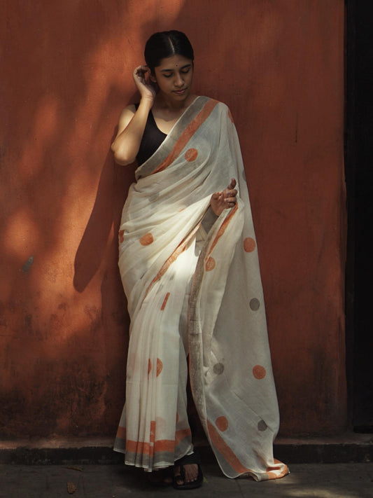 Orange-GreyGeometrySaree02