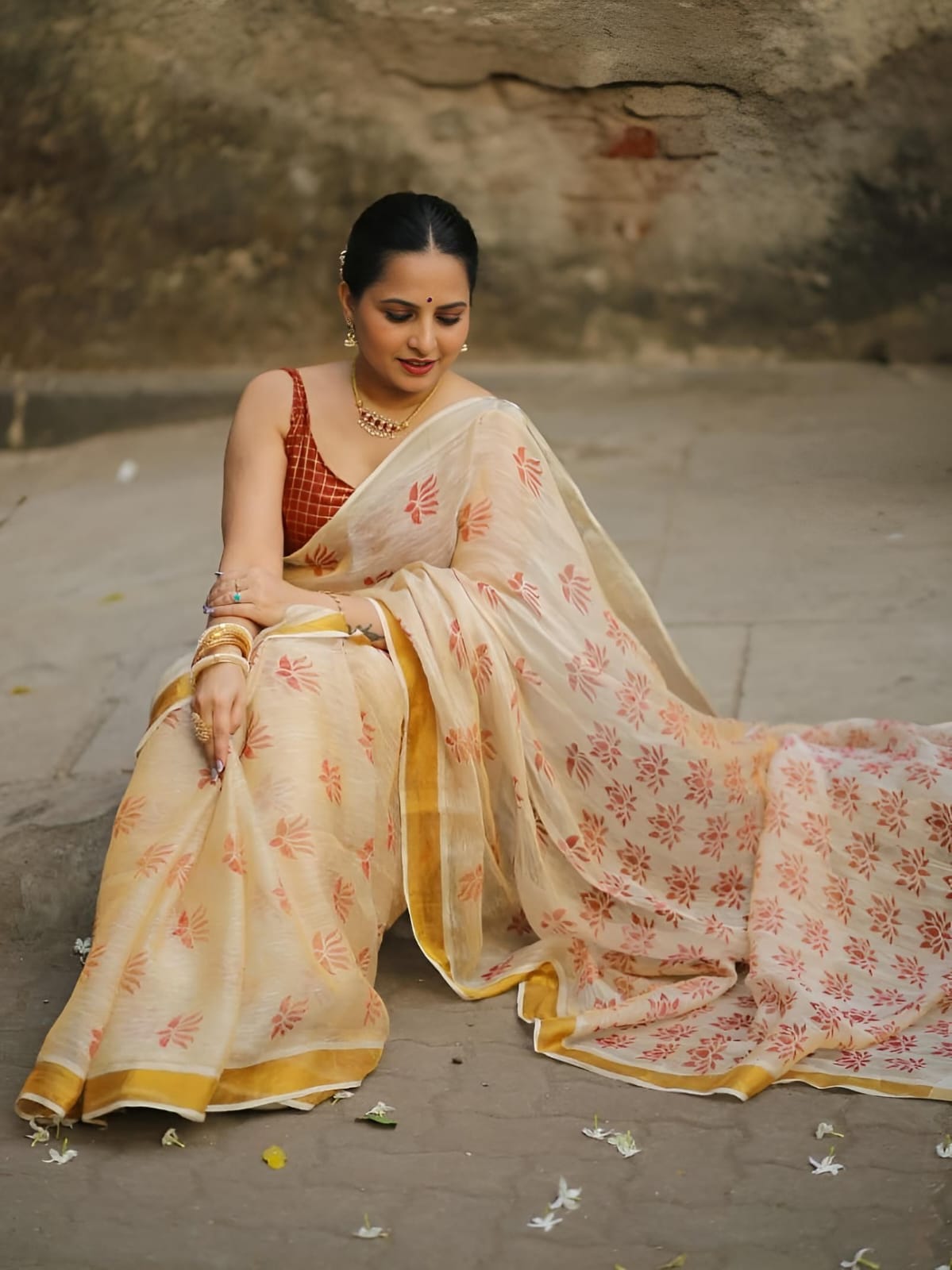 Lotus Red saree