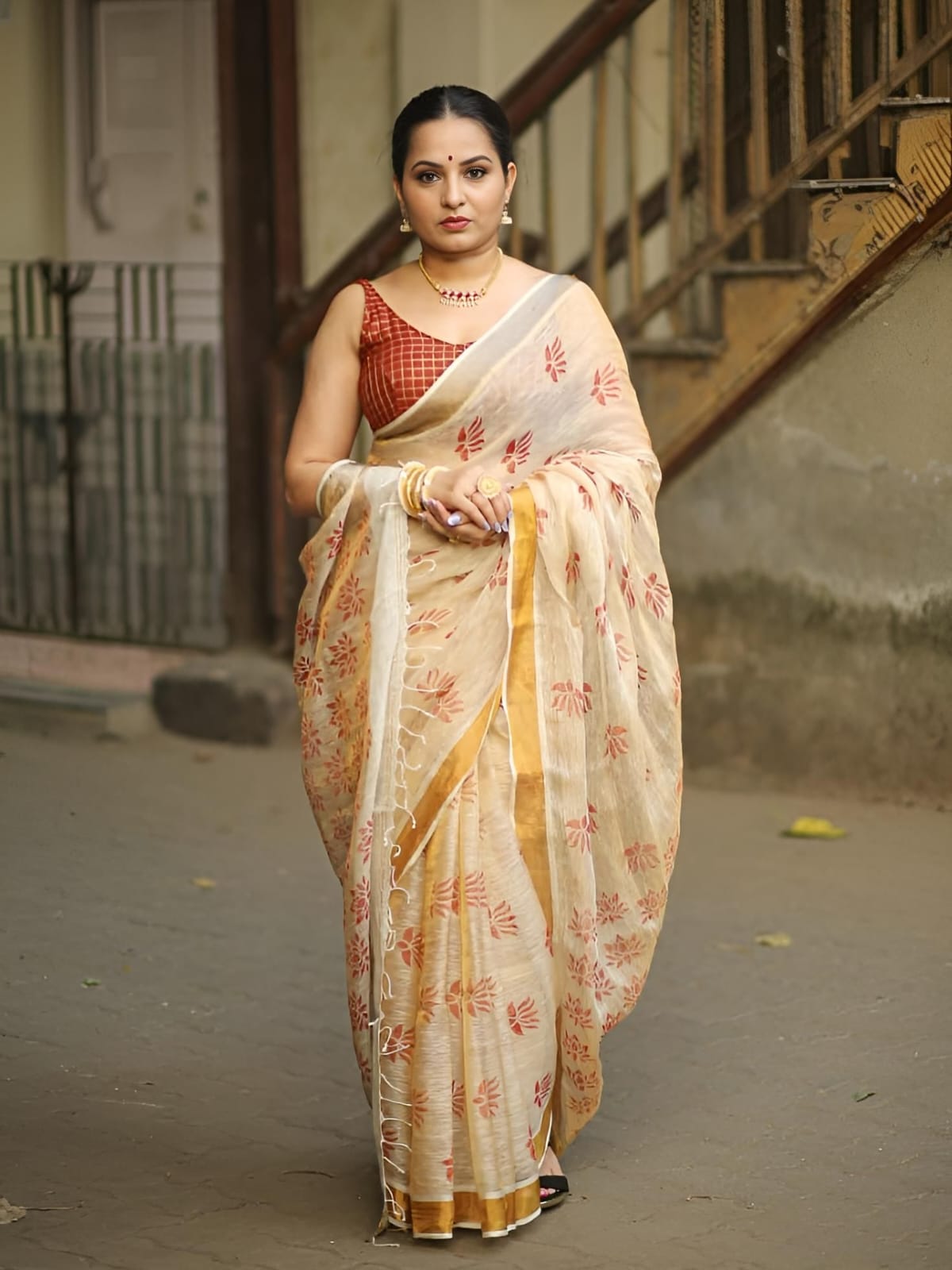 Lotus Red saree