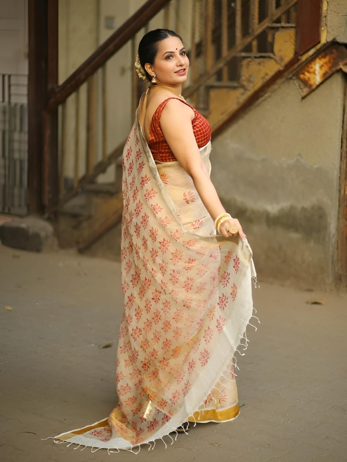 Lotus Red saree