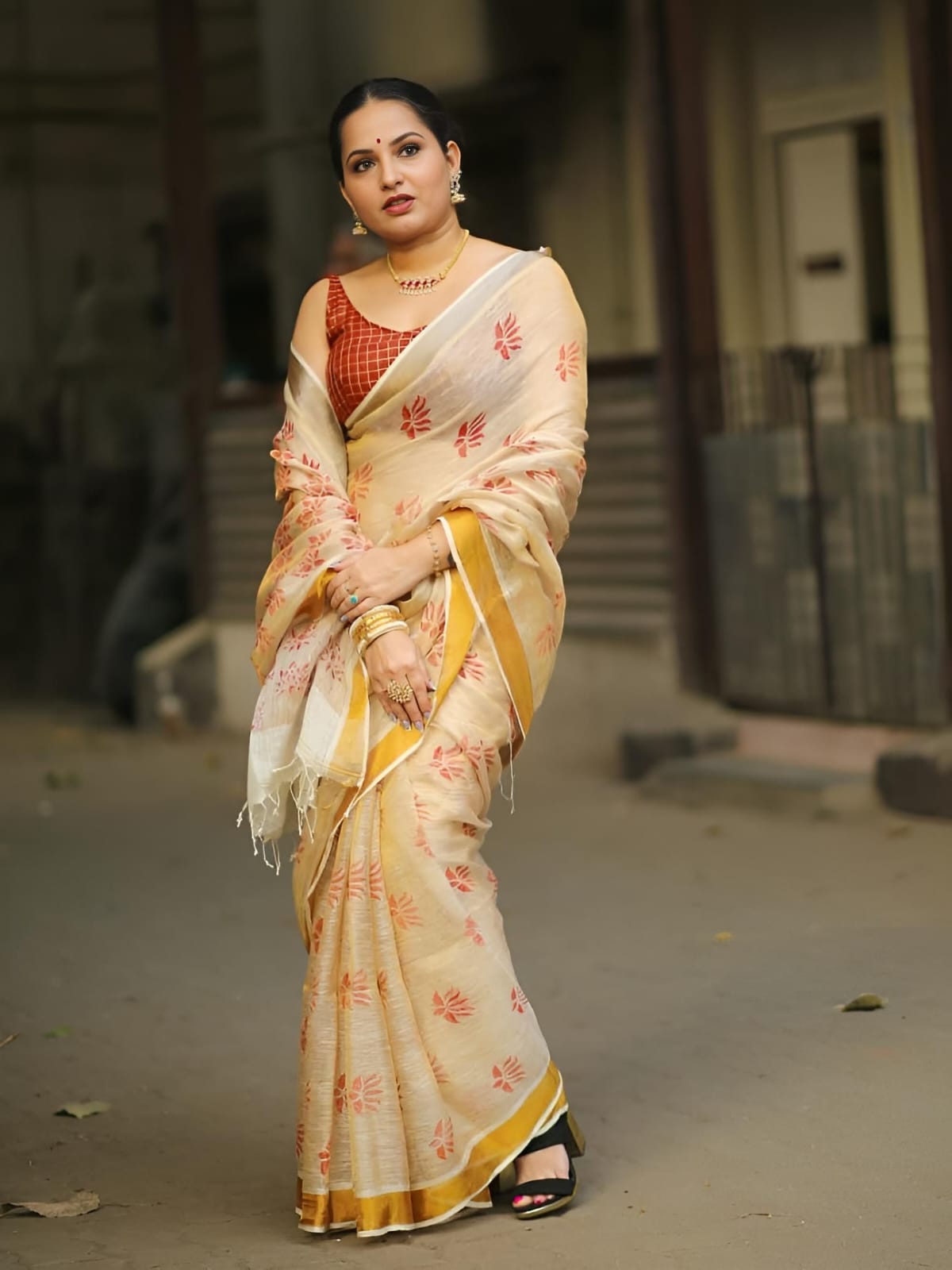 Lotus Red saree