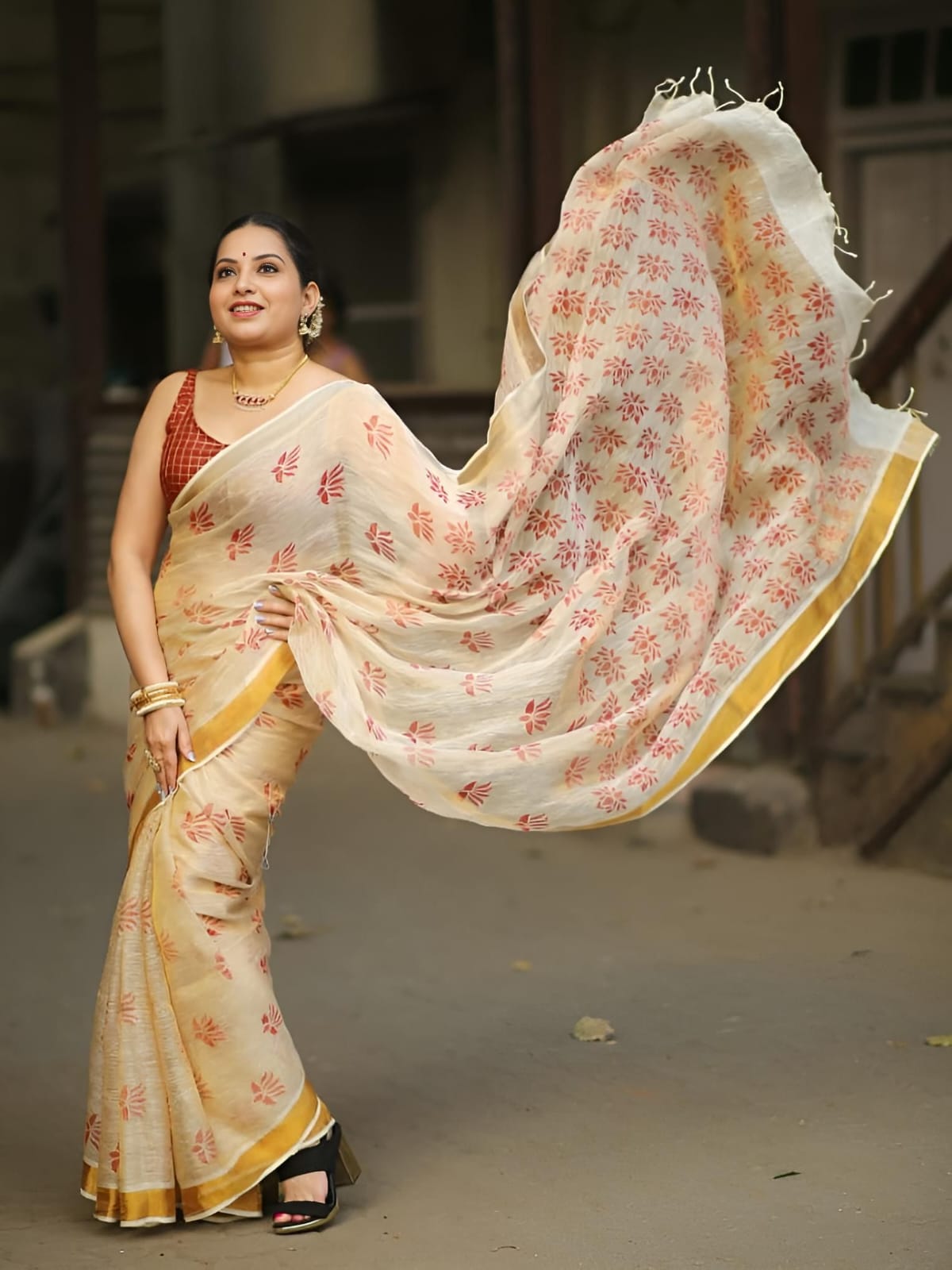 Lotus Red saree