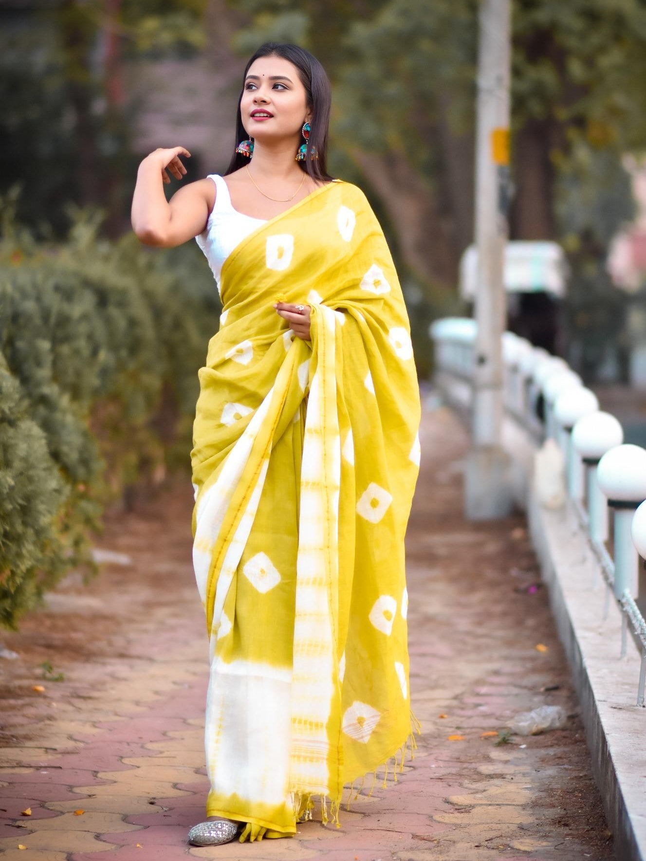 Shibori Lemon Saree