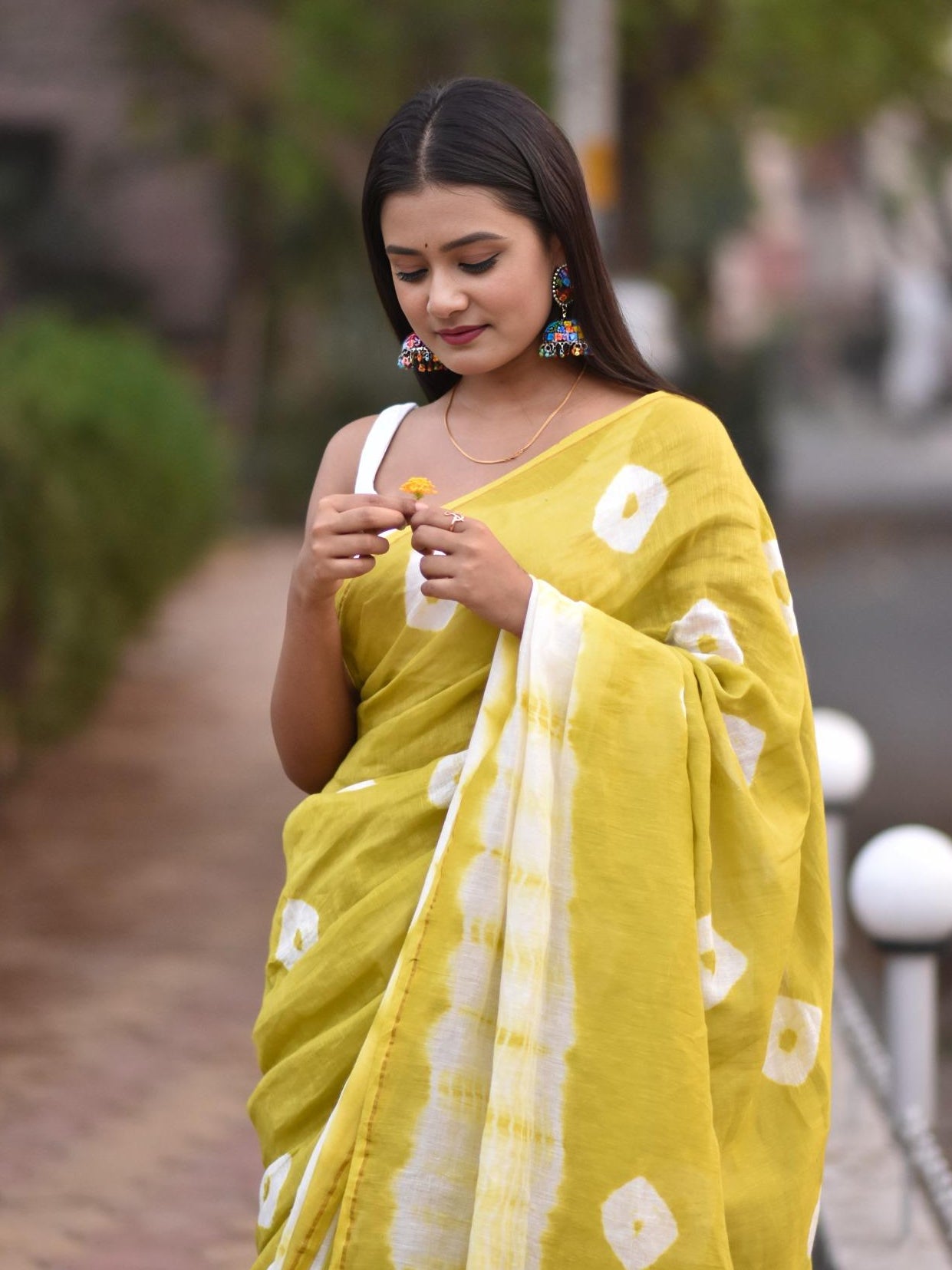 Shibori Lemon Saree