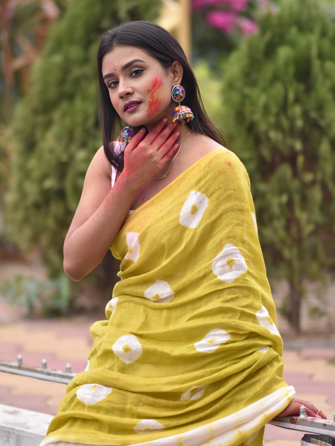 Shibori Lemon Saree