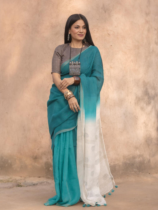 Lotus Teal Saree