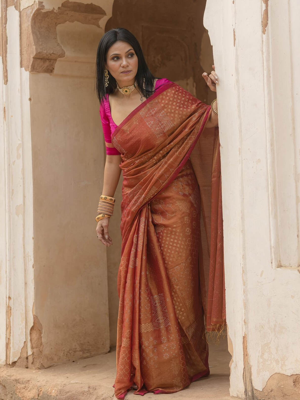 Bani Thani Rust Saree