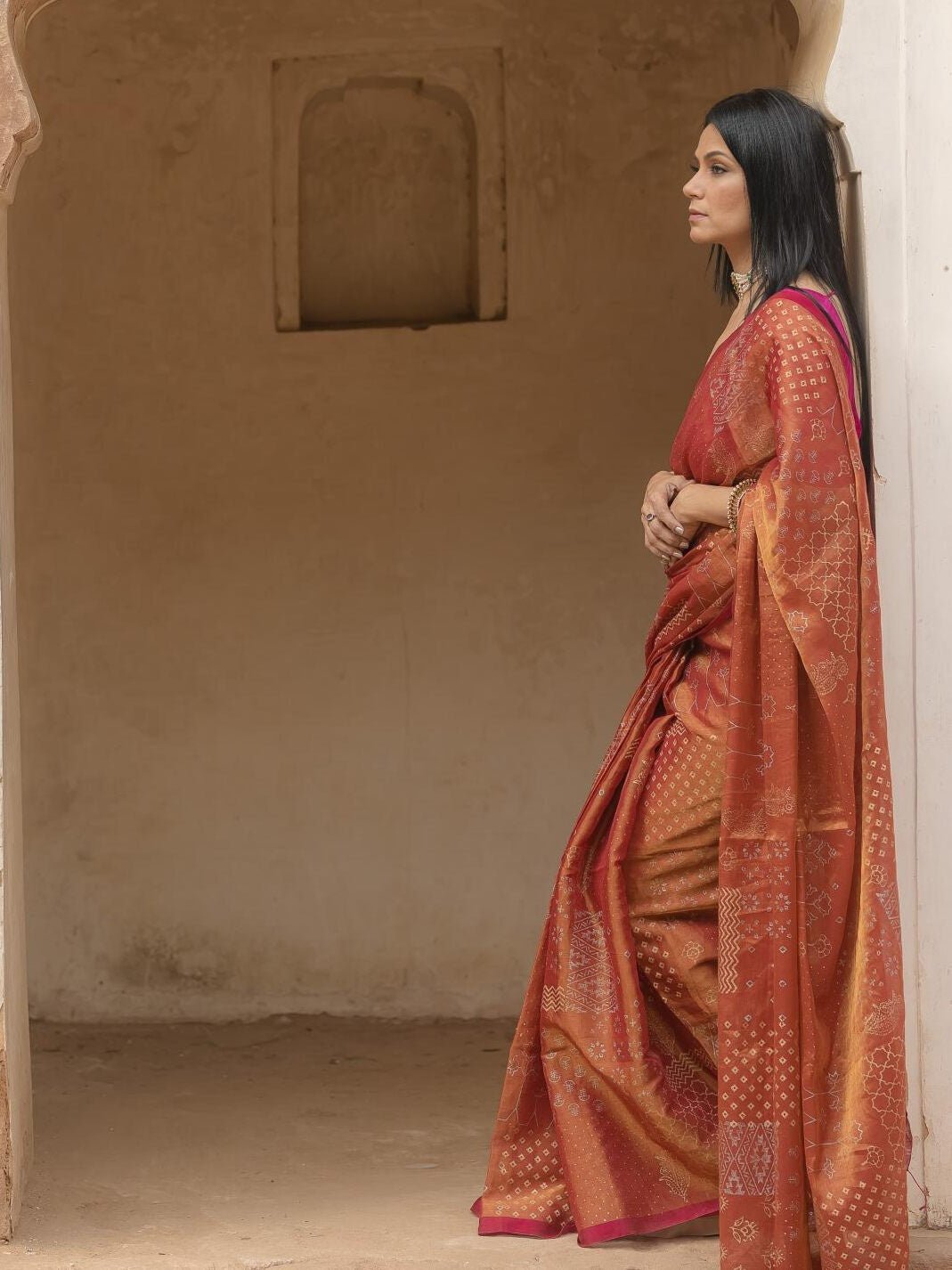 Bani Thani Rust Saree