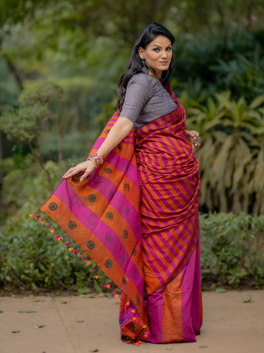Kapaas Pink Orange Saree