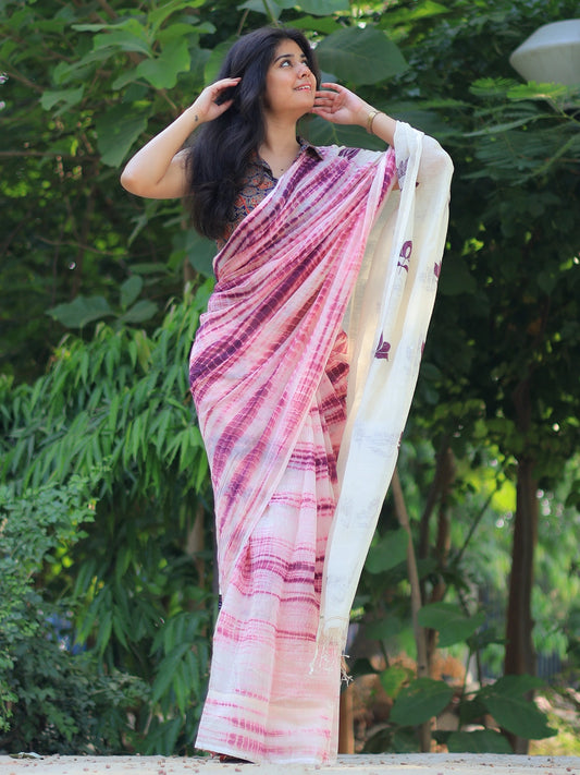 Soulweaves Kantha Plum Saree