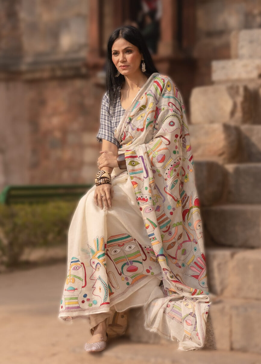 Kantha Faces Saree