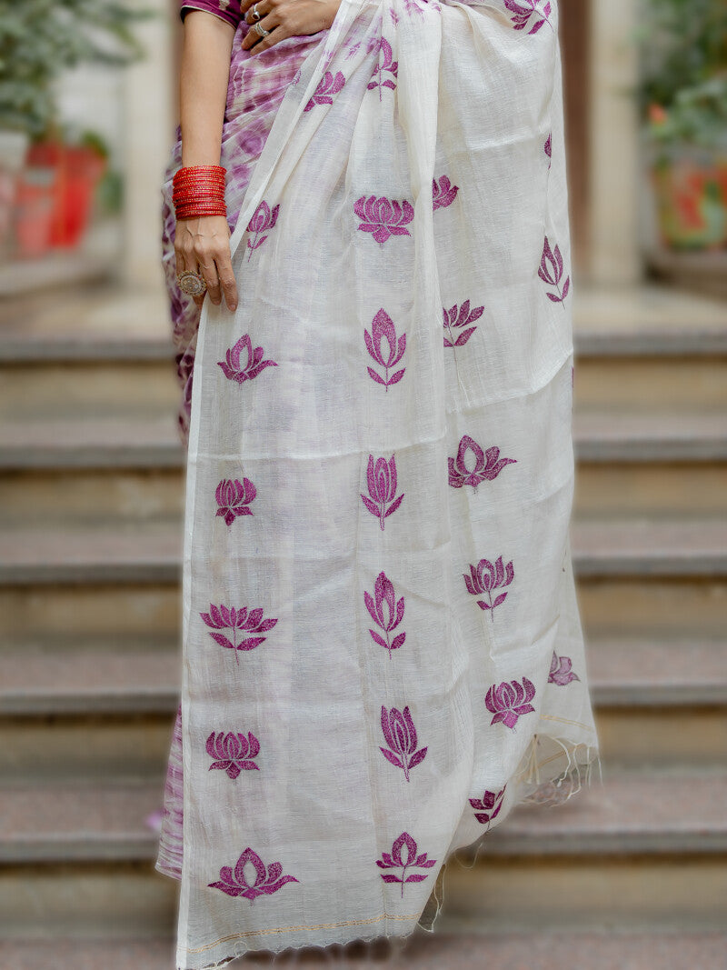 Kantha Plum Saree