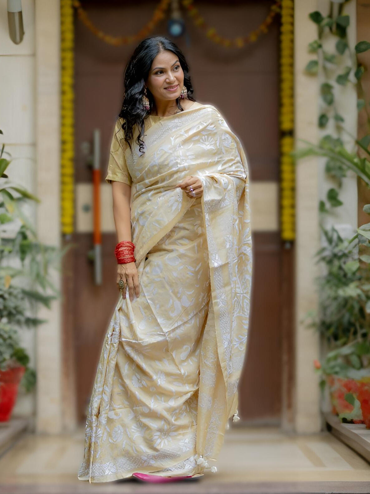 Kantha Ivory Saree