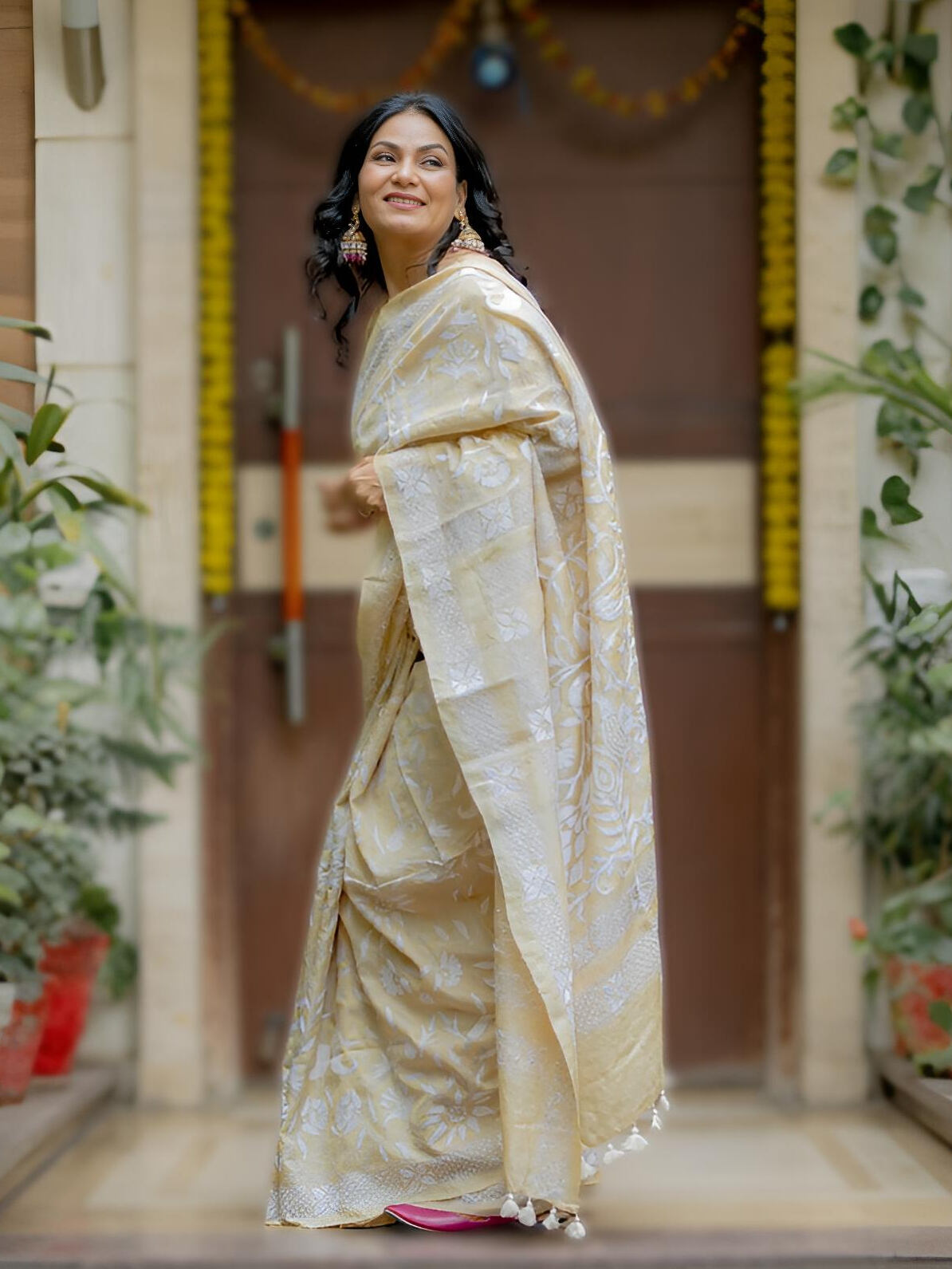 Kantha Ivory Saree