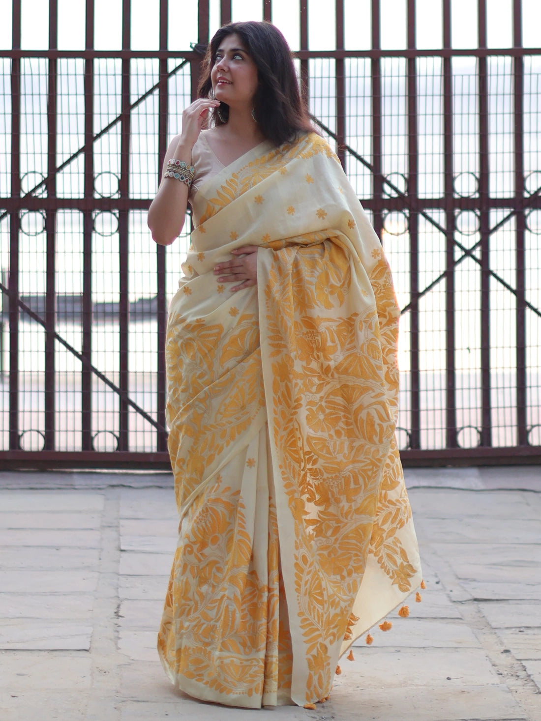 Soulweaves Lotus Yellow Saree