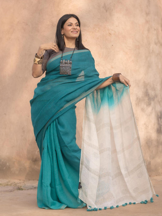 Lotus Teal Saree