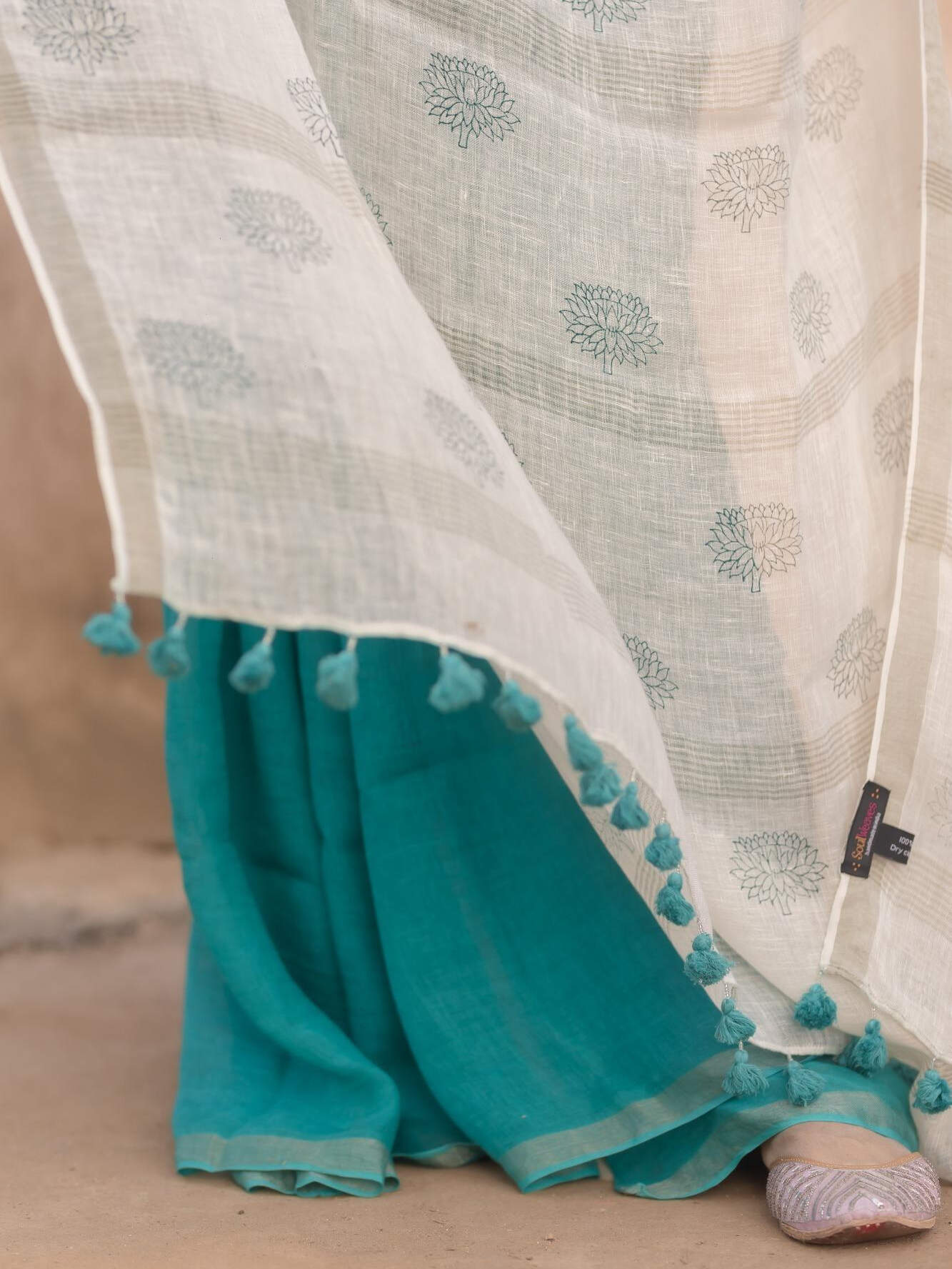 Lotus Teal Saree