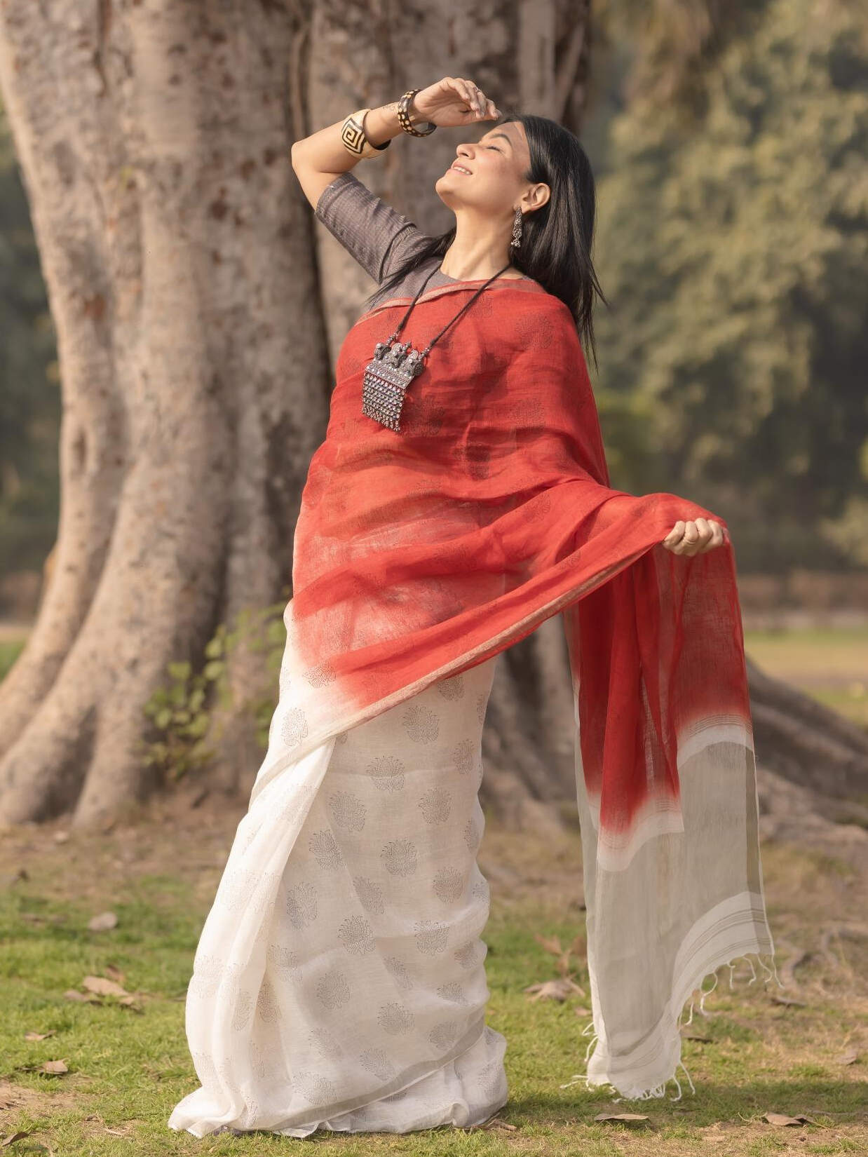 Lotus Claret Saree