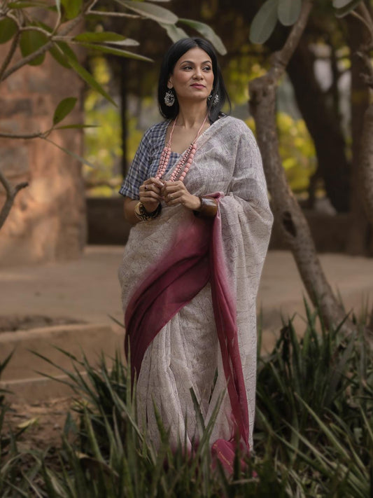 Lotus Burgundi Saree
