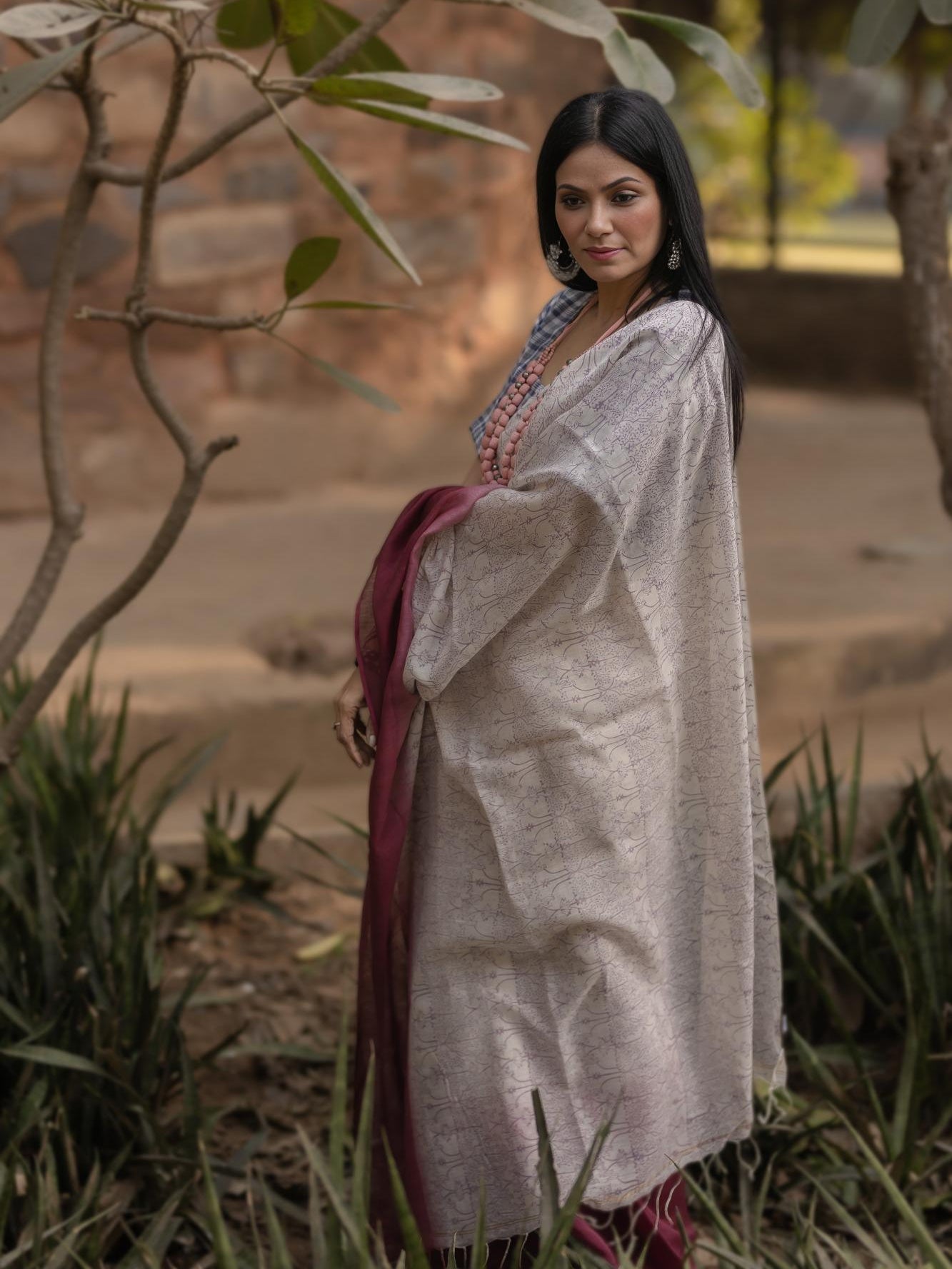 Lotus Burgundi Saree