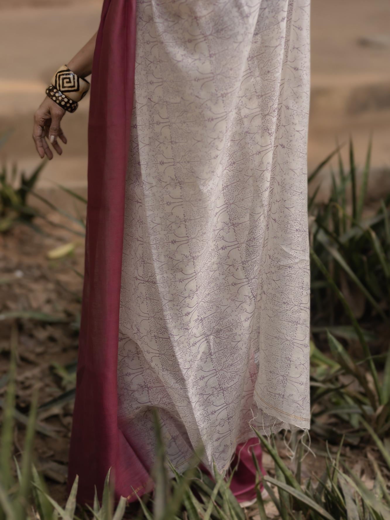 Lotus Burgundi Saree