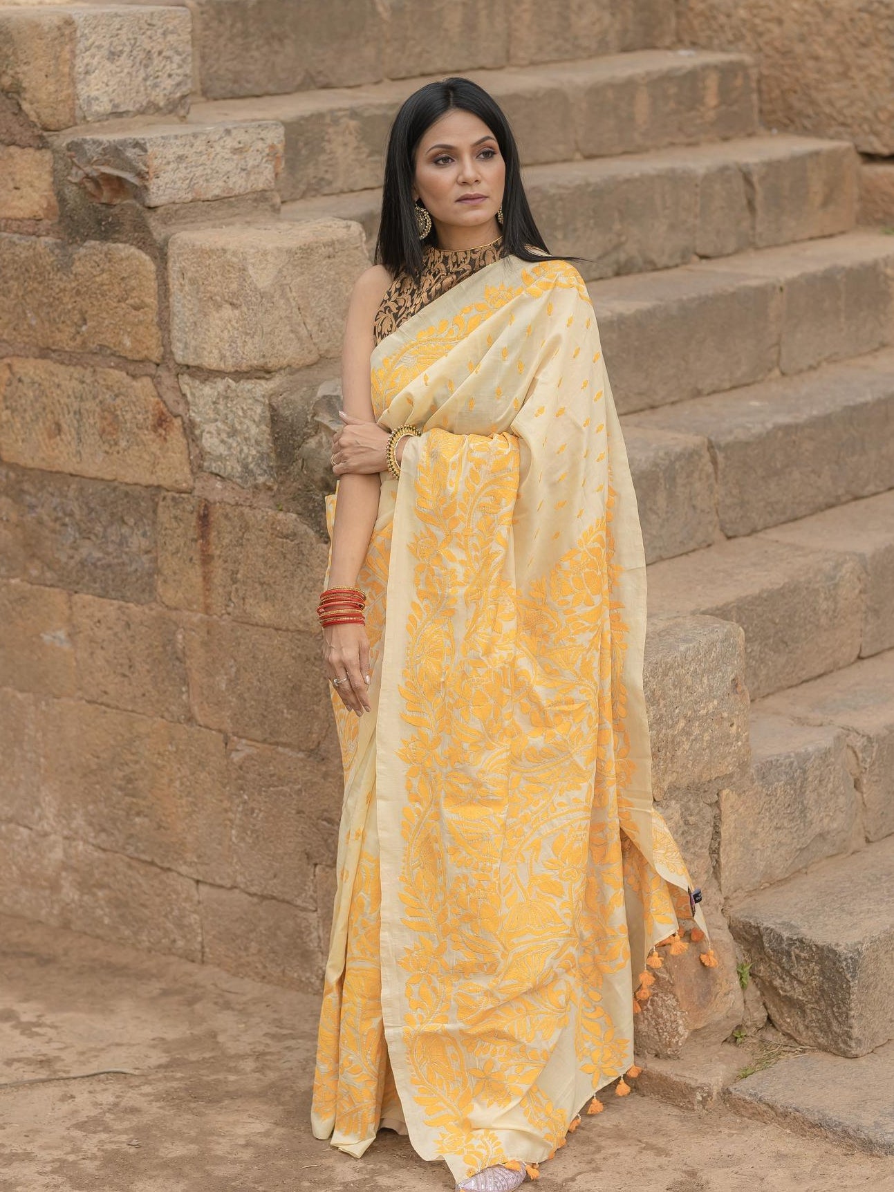 Lotus Yellow Saree