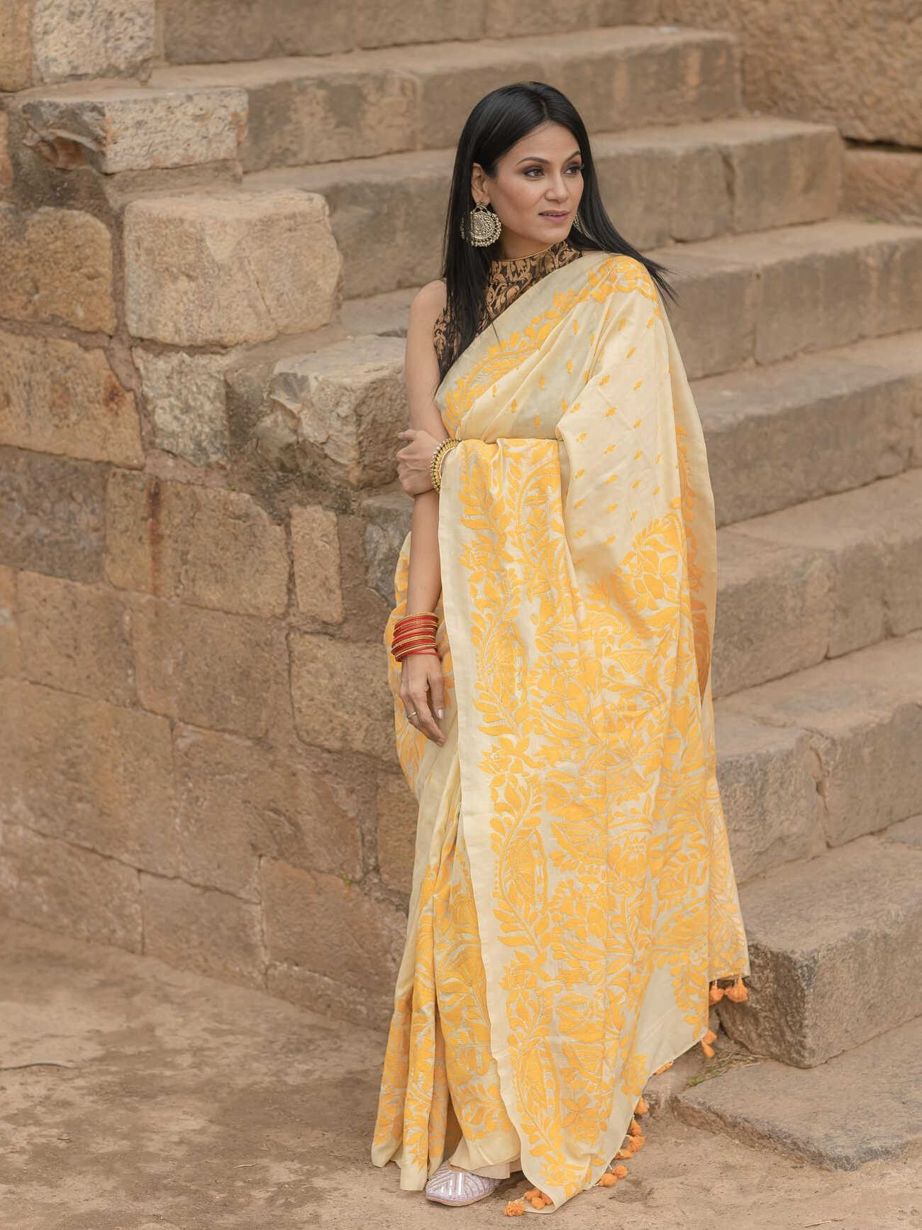 Lotus Yellow Saree