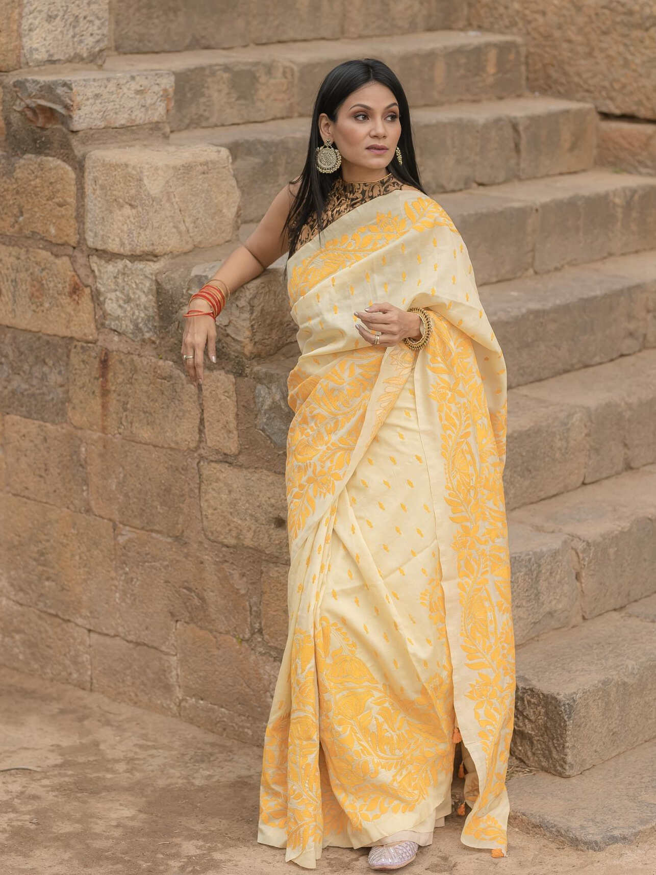 Lotus Yellow Saree