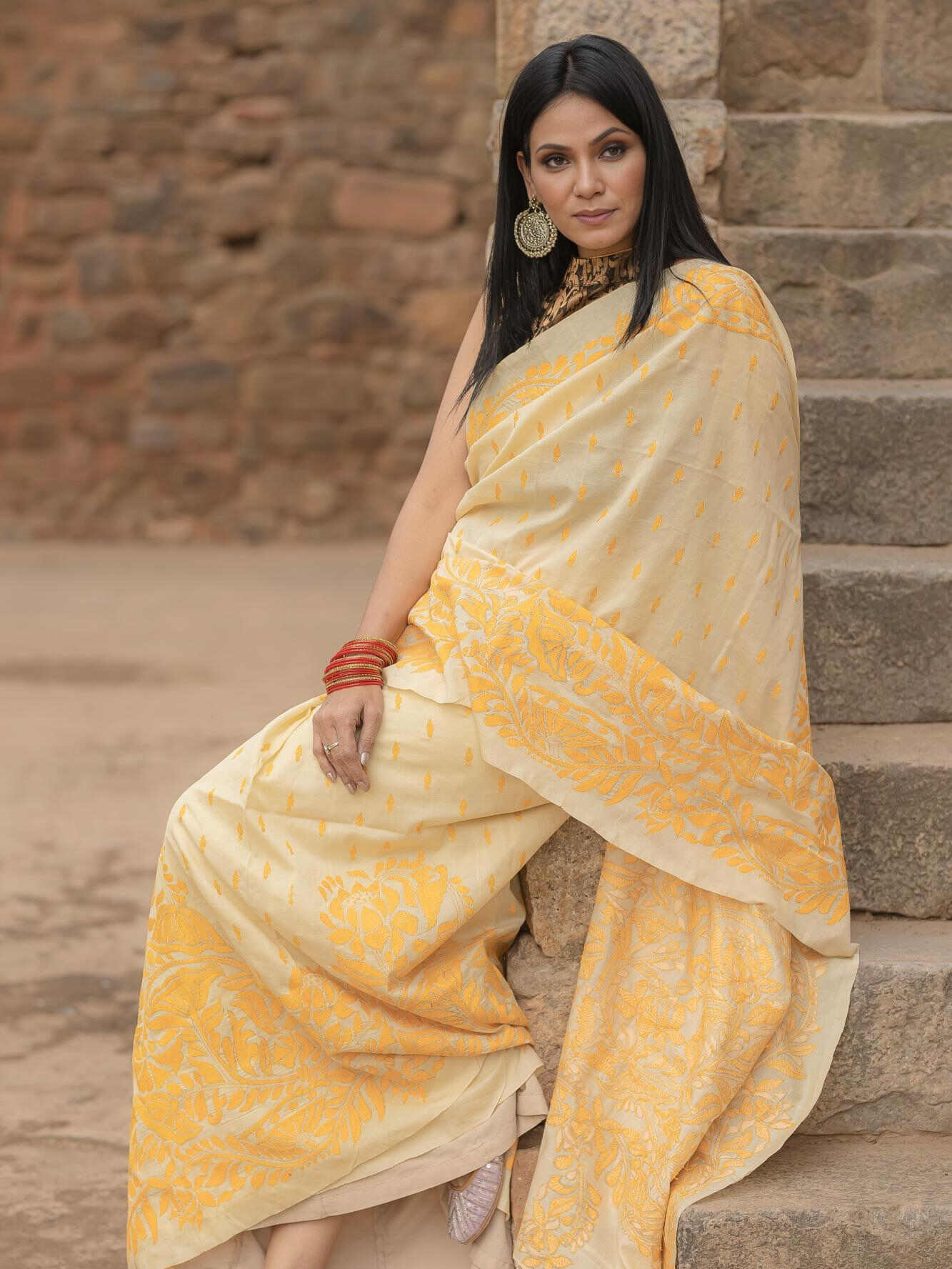 Lotus Yellow Saree