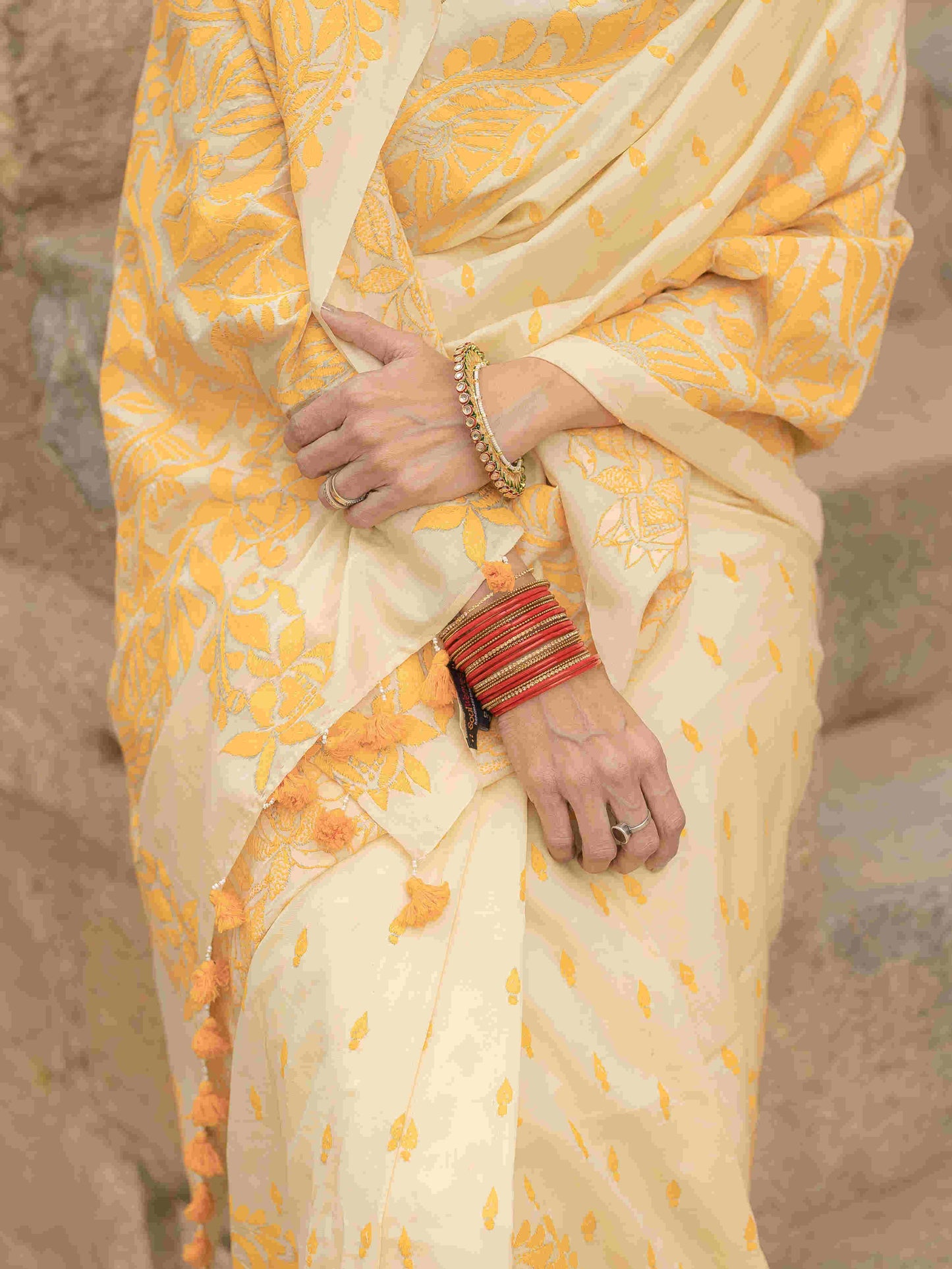 Lotus Yellow Saree