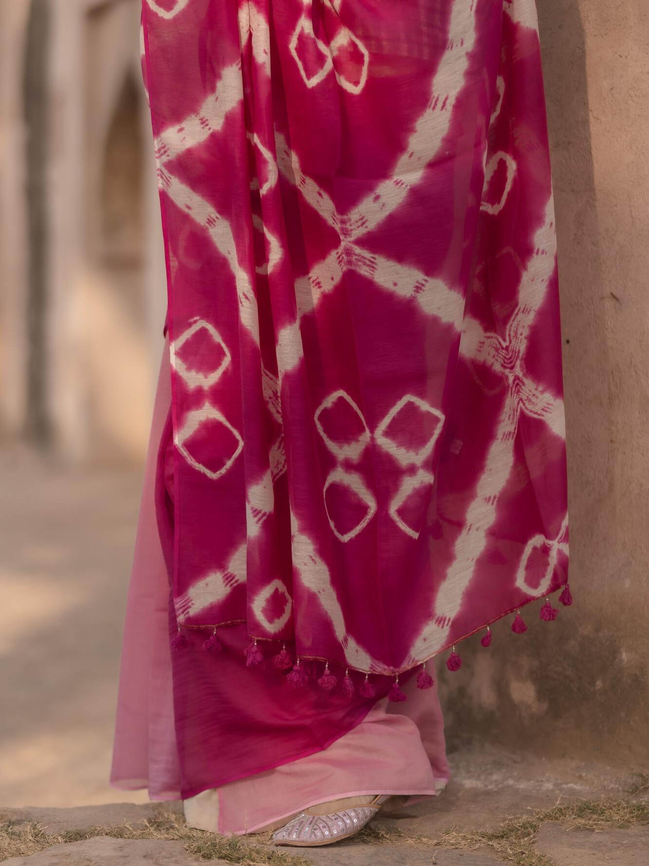 Shibori Fuschia Saree