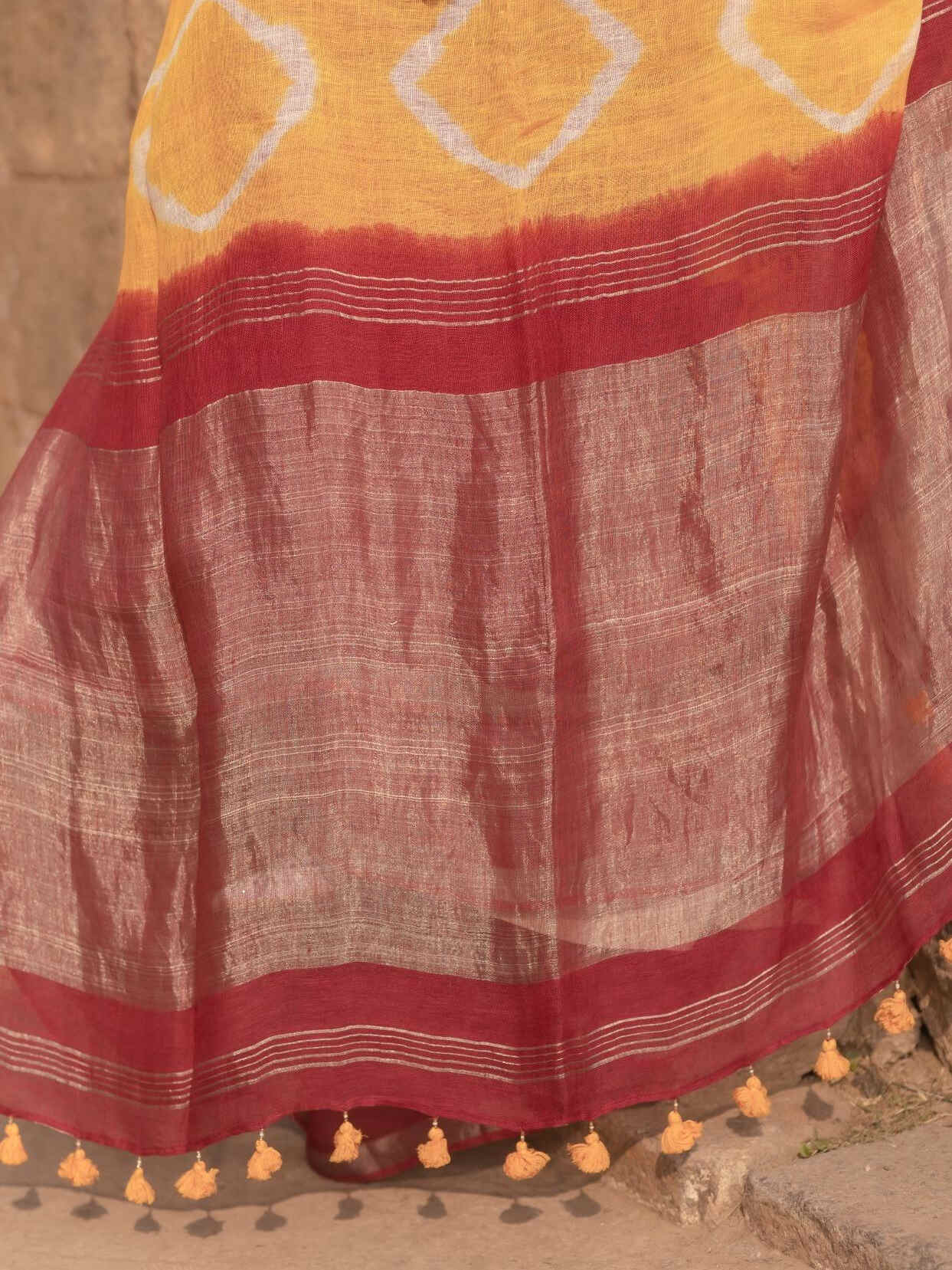 Shibori Maroon Saree