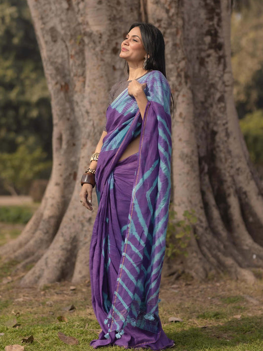 Shibori Aubergine Saree