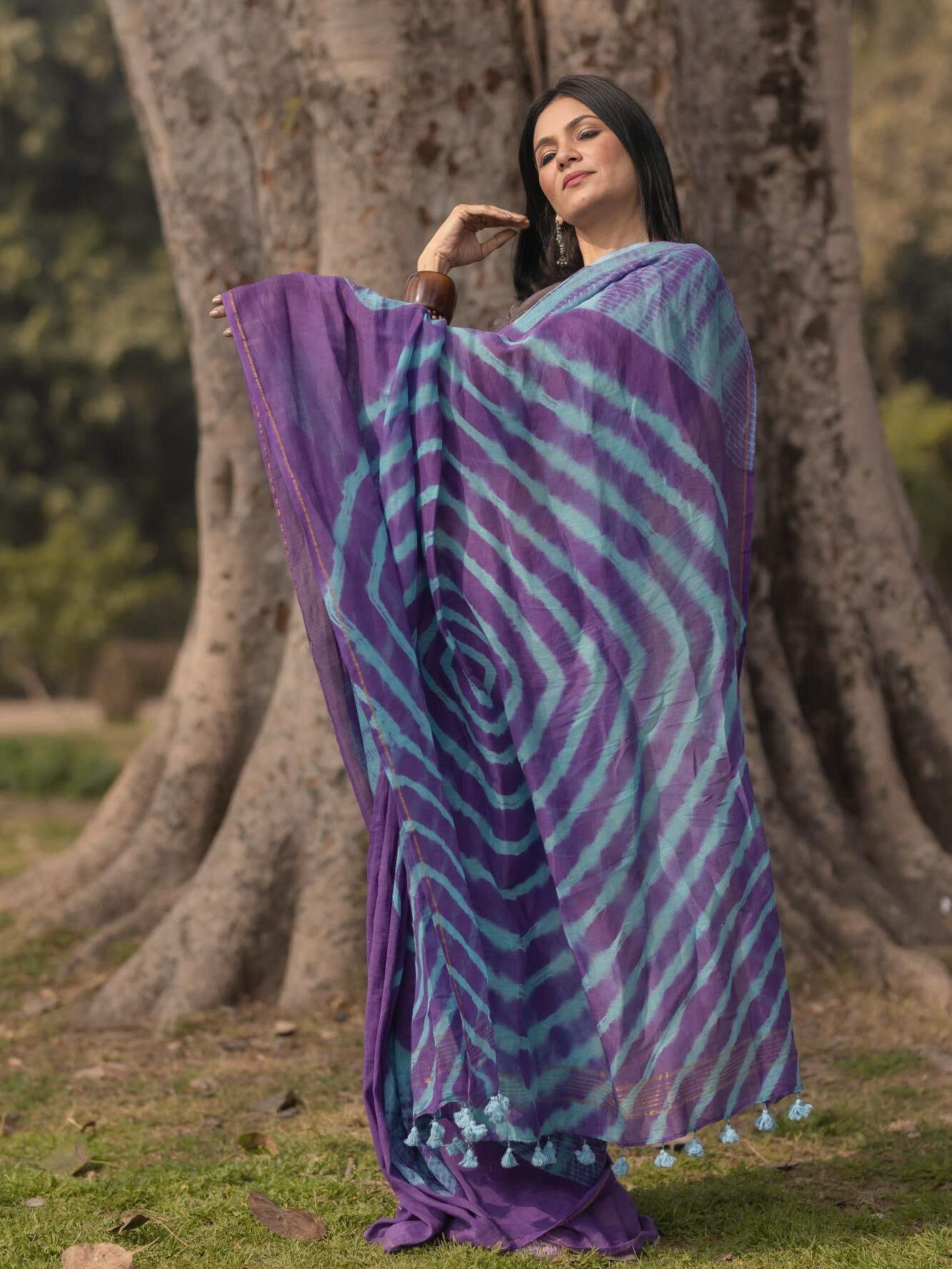 Shibori Aubergine Saree