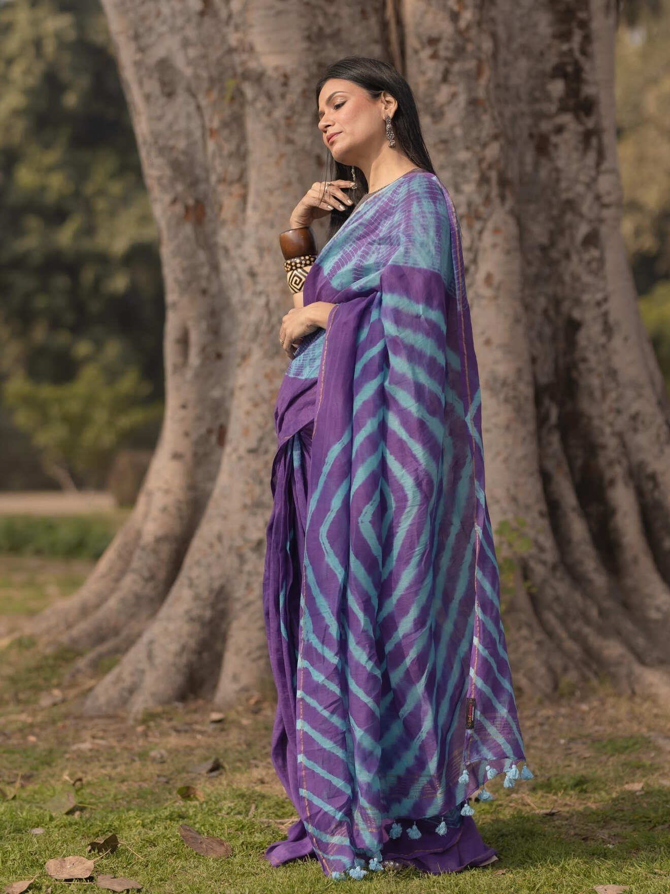 Shibori Aubergine Saree