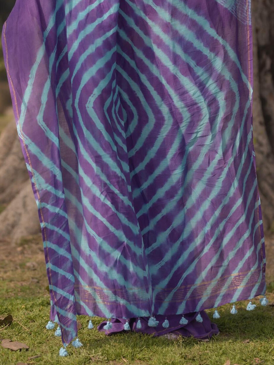 Shibori Aubergine Saree