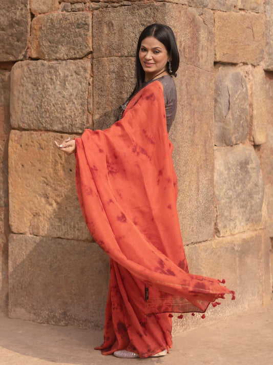 Shibori Rust Saree