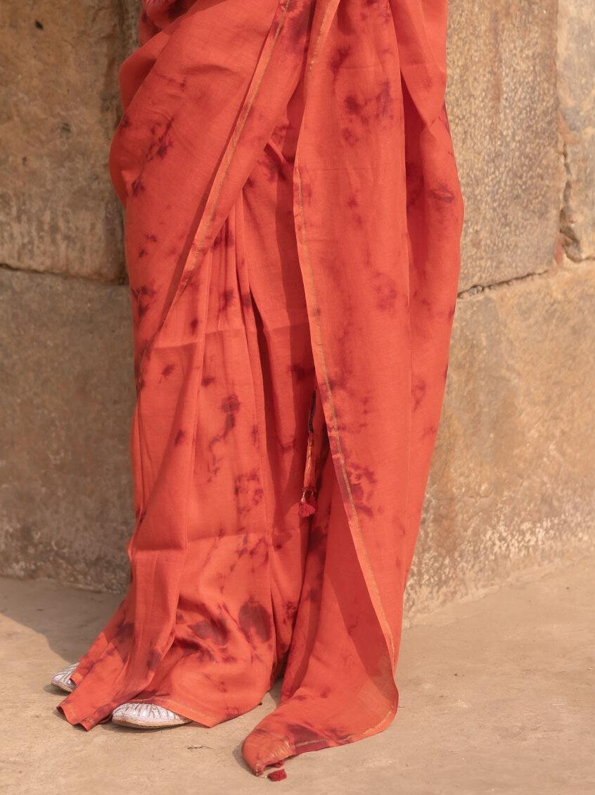 Shibori Rust Saree